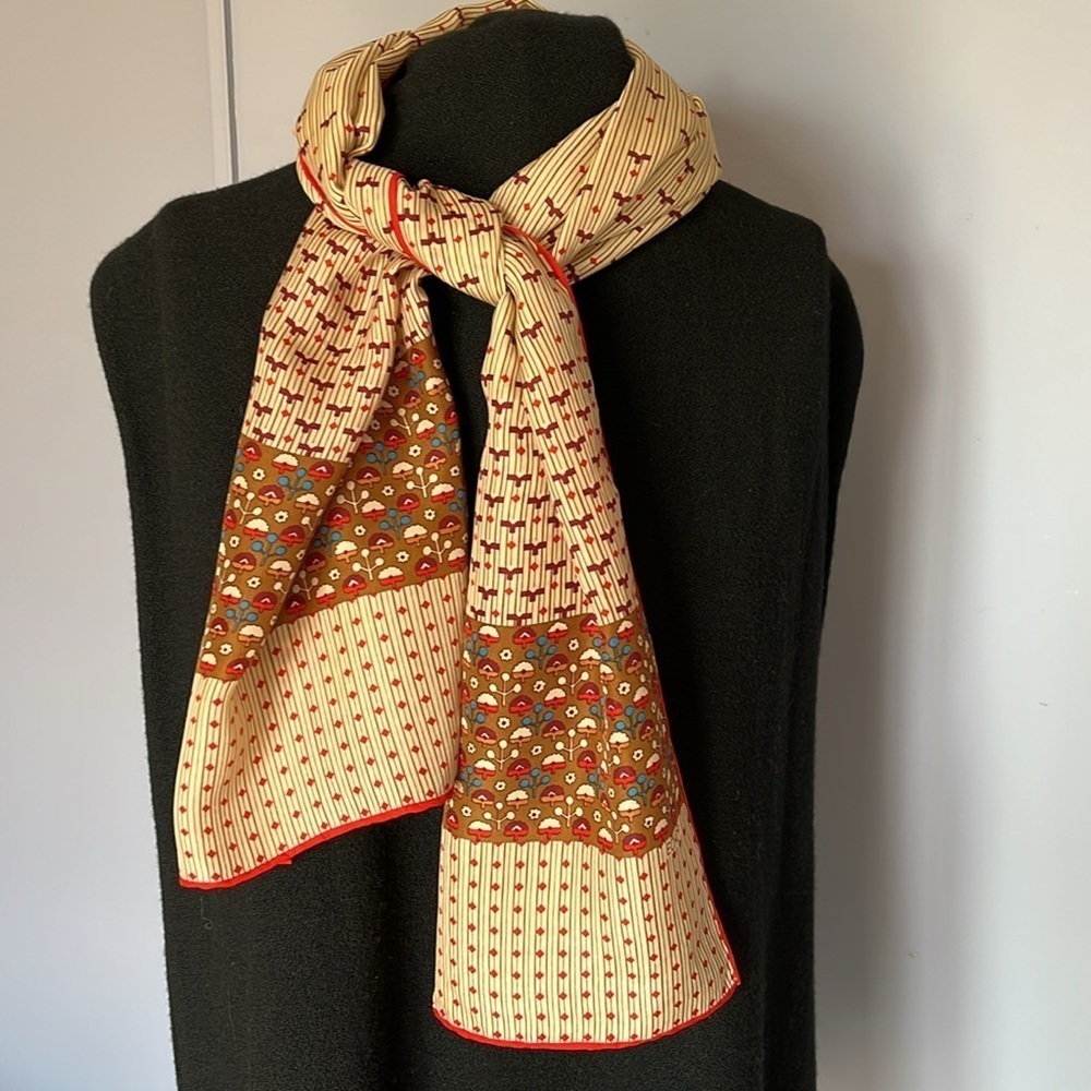 Vintage Echo Flower Long Silk Scarf - Picture 2 of 11